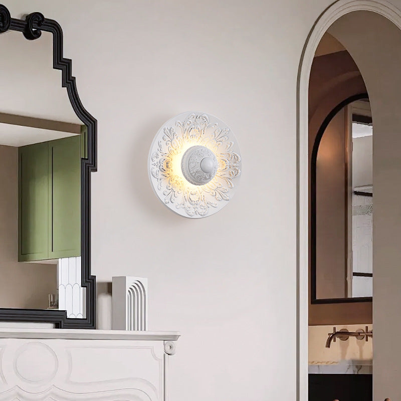 Stainless Steel Resin Carved Disc LED Wall Sconce Lamp