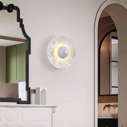Stainless Steel Resin Carved Disc LED Wall Sconce Lamp
