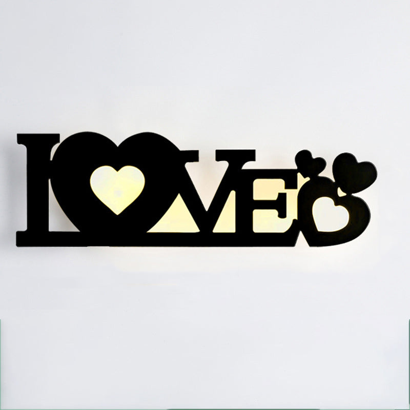 Letters Antler Decoration Iron Acrylic LED Wall Sconce Lamp
