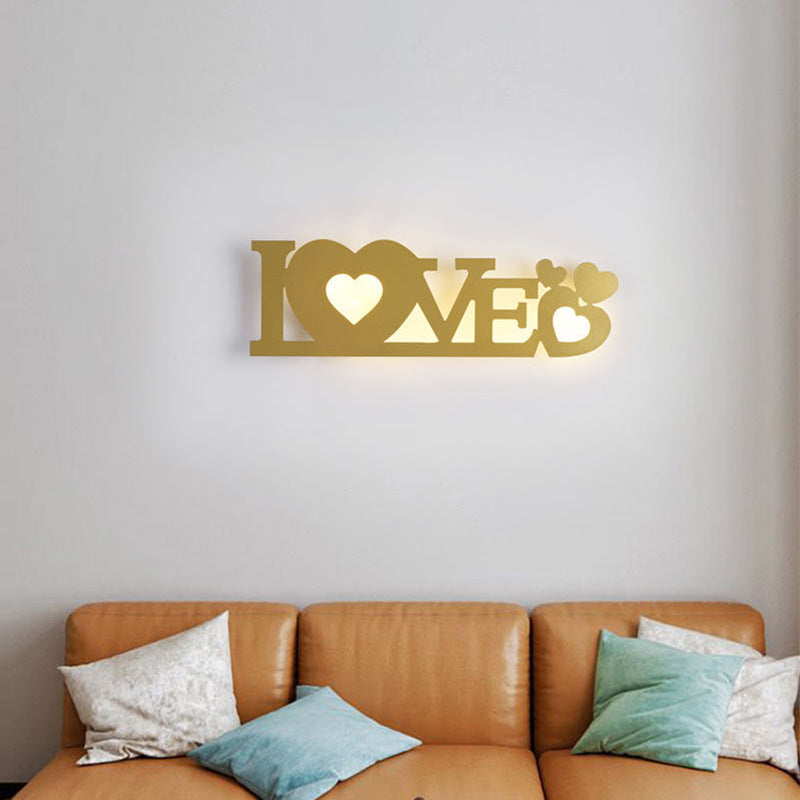 Letters Antler Decoration Iron Acrylic LED Wall Sconce Lamp