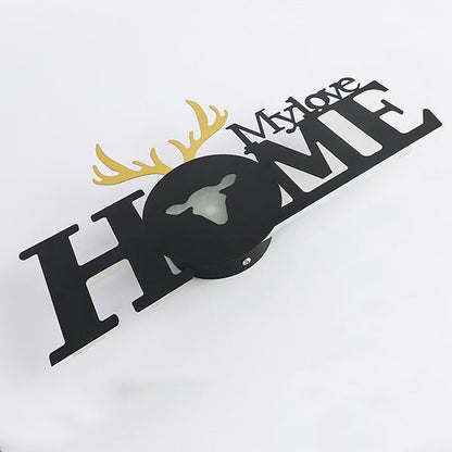 Letters Antler Decoration Iron Acrylic LED Wall Sconce Lamp