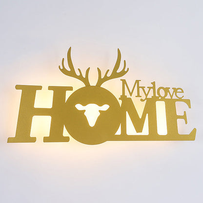 Letters Antler Decoration Iron Acrylic LED Wall Sconce Lamp