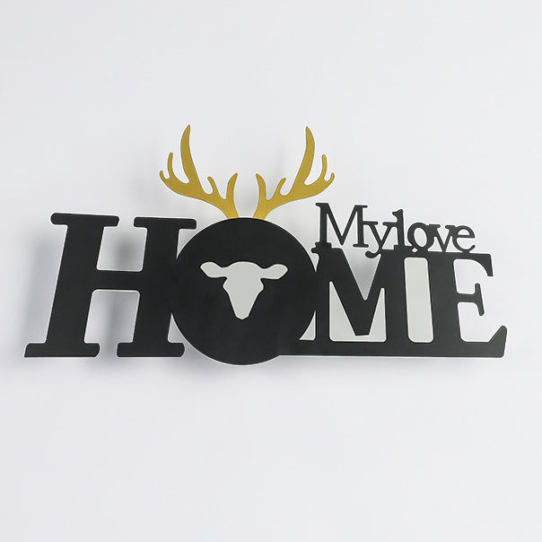 Letters Antler Decoration Iron Acrylic LED Wall Sconce Lamp