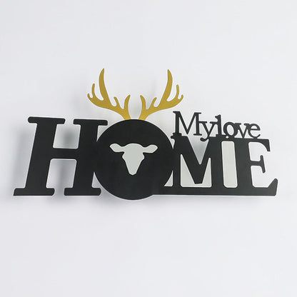 Letters Antler Decoration Iron Acrylic LED Wall Sconce Lamp
