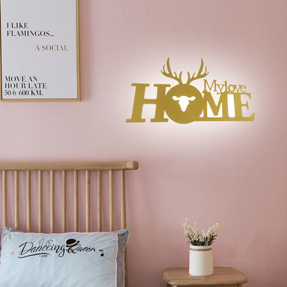 Letters Antler Decoration Iron Acrylic LED Wall Sconce Lamp