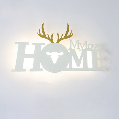 Letters Antler Decoration Iron Acrylic LED Wall Sconce Lamp