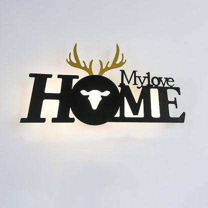 Letters Antler Decoration Iron Acrylic LED Wall Sconce Lamp