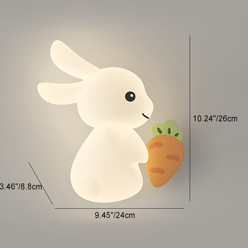 Creative Animal Rabbit Carrot PE Iron LED Wall Sconce Lamp