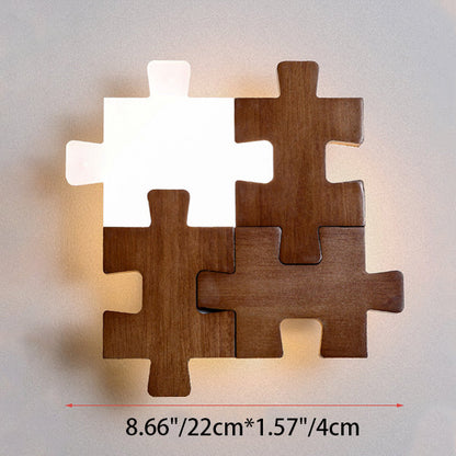 Japanese Wood Acrylic Block Puzzle LED Wall Sconce Lamp