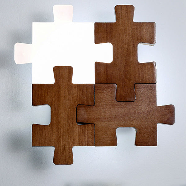 Japanese Wood Acrylic Block Puzzle LED Wall Sconce Lamp