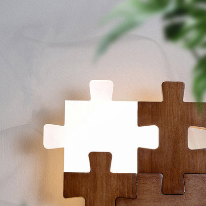 Japanese Wood Acrylic Block Puzzle LED Wall Sconce Lamp