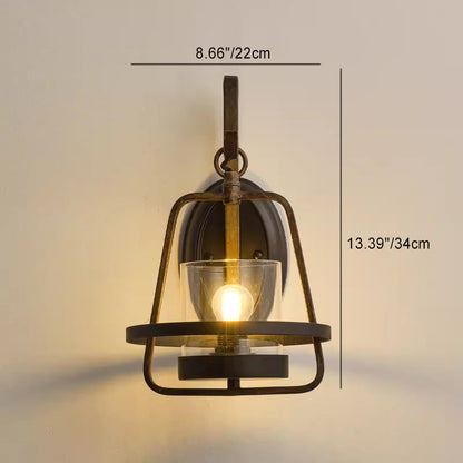 Farmhouse Iron Frame Glass 1-Light Wall Sconce Lamp