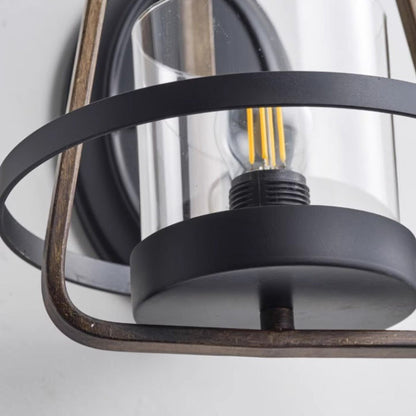 Farmhouse Iron Frame Glass 1-Light Wall Sconce Lamp