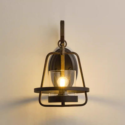 Farmhouse Iron Frame Glass 1-Light Wall Sconce Lamp