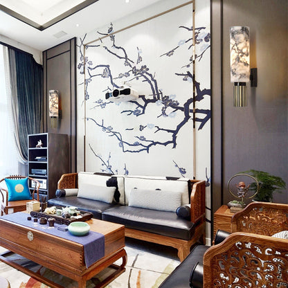 Luxury Marble Strip Copper Iron 1-Light Wall Sconce Lamp