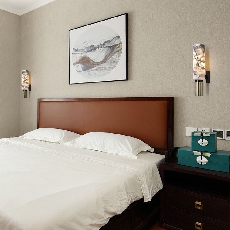 Luxury Marble Strip Copper Iron 1-Light Wall Sconce Lamp