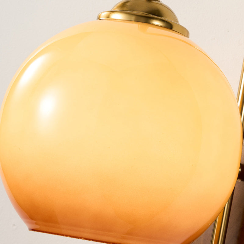 French Round Shade Metal Wood 1-Light Wall Sconce Lamp