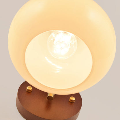Glass Ball Shade Iron Wood 1-Light Wall Sconce Lamp