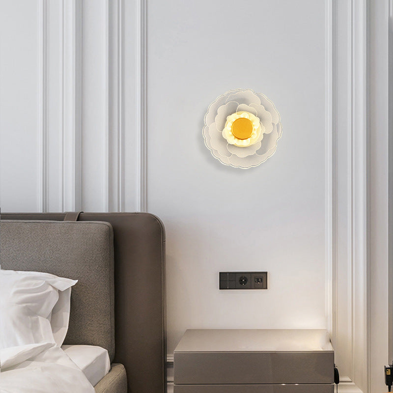 Creative Lotus Flower Iron Acrylic LED Wall Sconce Lamp