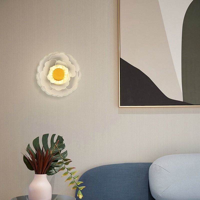 Creative Lotus Flower Iron Acrylic LED Wall Sconce Lamp
