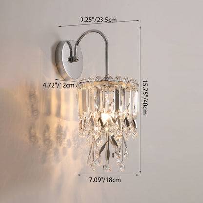 Round Crystal Stainless Steel 1-Light Wall Sconce Lamp