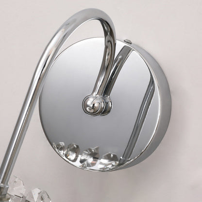 Round Crystal Stainless Steel 1-Light Wall Sconce Lamp