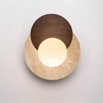 Japanese Travertine Solid Wood 1-Light Wall Sconce Lamp