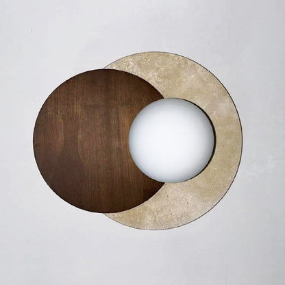 Japanese Travertine Solid Wood 1-Light Wall Sconce Lamp
