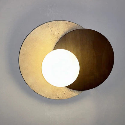 Japanese Travertine Solid Wood 1-Light Wall Sconce Lamp