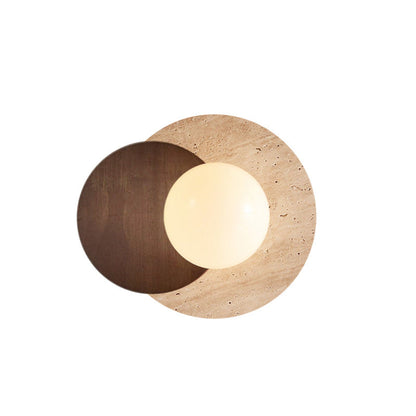 Japanese Travertine Solid Wood 1-Light Wall Sconce Lamp