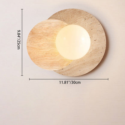 Japanese Travertine Solid Wood 1-Light Wall Sconce Lamp