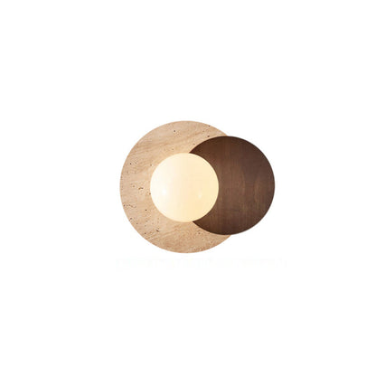 Japanese Travertine Solid Wood 1-Light Wall Sconce Lamp