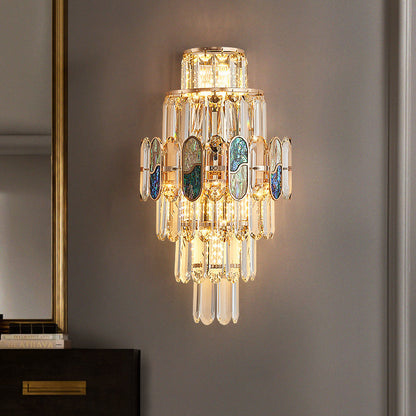 Luxury Hardware Crystal Disc 5-Light Wall Sconce Lamp