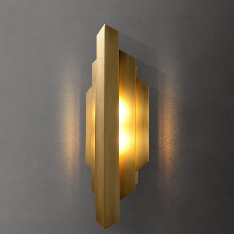 Iron Geometric Rectangle Stitching 1-Light Wall Sconce Lamp