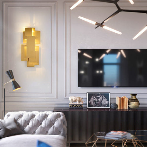 Iron Geometric Rectangle Stitching 1-Light Wall Sconce Lamp