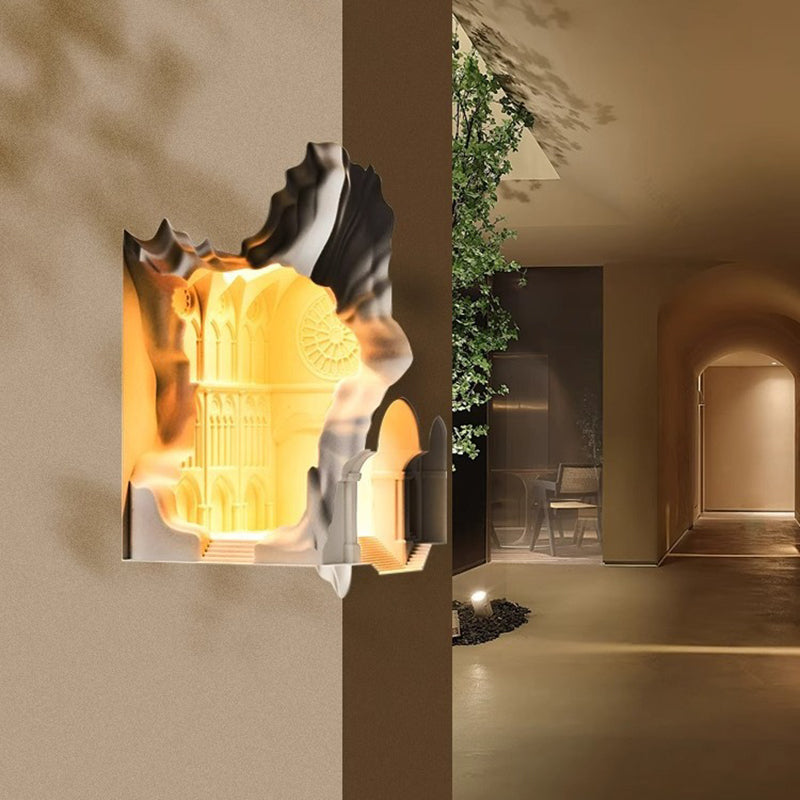 Plaster Castle Palace 1-Light Embedded Wall Sconce Lamp