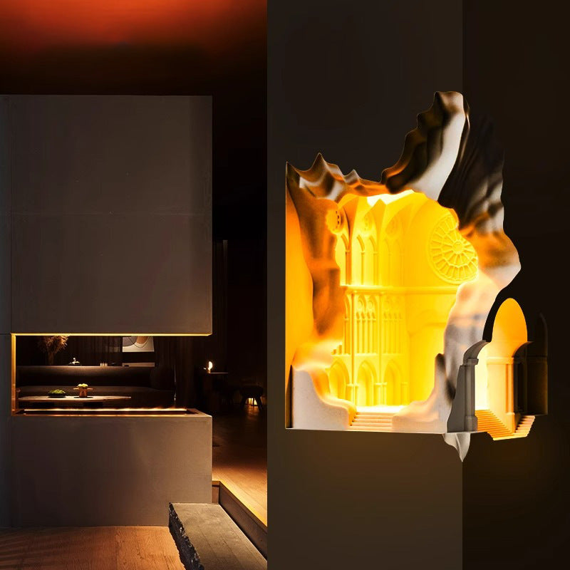 Plaster Castle Palace 1-Light Embedded Wall Sconce Lamp