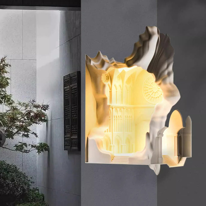 Plaster Castle Palace 1-Light Embedded Wall Sconce Lamp