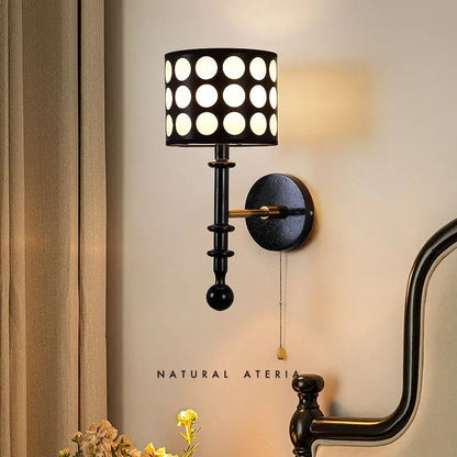 French Cylinder Shade Ash Wood 1-Light Wall Sconce Lamp
