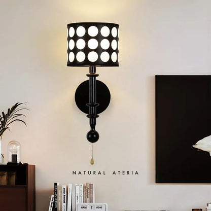 French Cylinder Shade Ash Wood 1-Light Wall Sconce Lamp