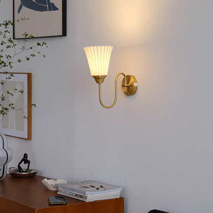 Vertical Grain Ceramic Iron 1-Light Wall Sconce Lamp