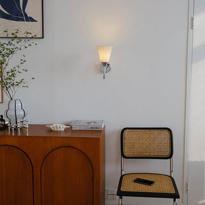 Vertical Grain Ceramic Iron 1-Light Wall Sconce Lamp