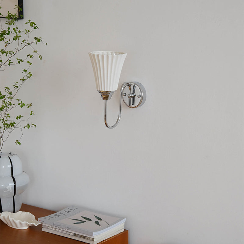 Vertical Grain Ceramic Iron 1-Light Wall Sconce Lamp