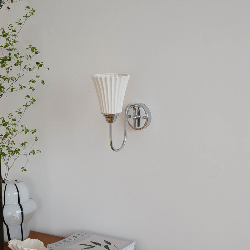 Vertical Grain Ceramic Iron 1-Light Wall Sconce Lamp