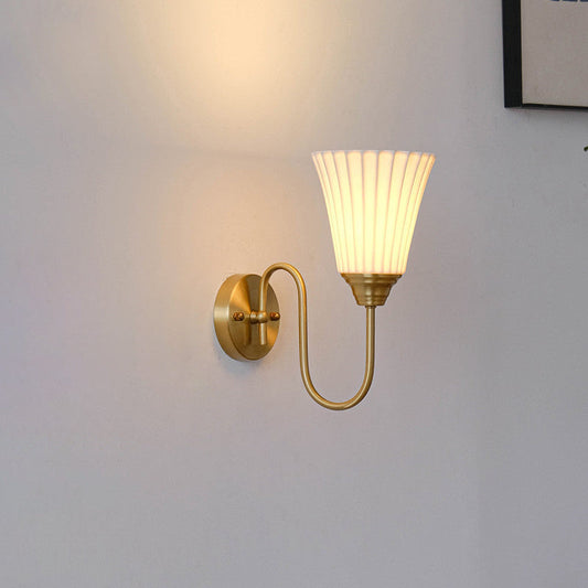 Vertical Grain Ceramic Iron 1-Light Wall Sconce Lamp