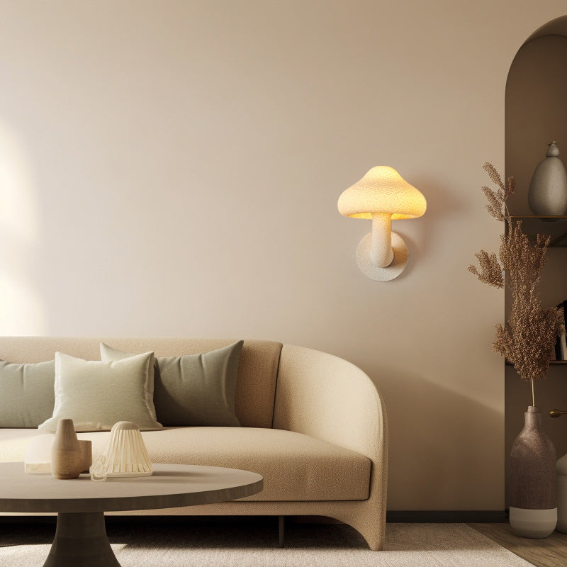 Resin Mushroom Shade Hardware 1-Light Wall Sconce Lamp