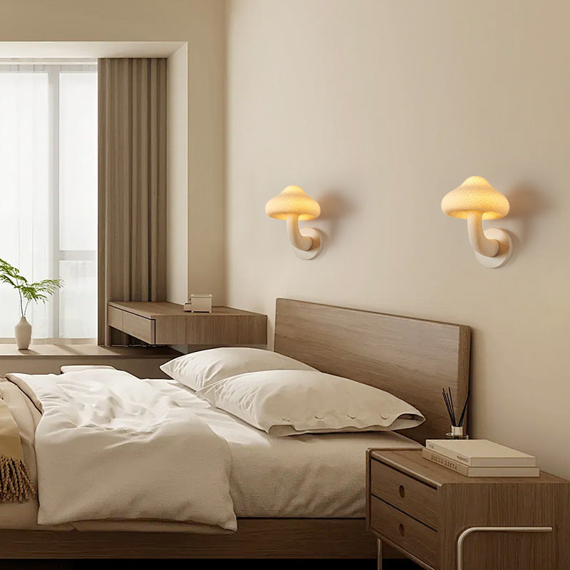 Resin Mushroom Shade Hardware 1-Light Wall Sconce Lamp