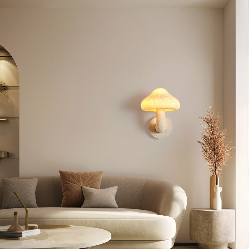 Resin Mushroom Shade Hardware 1-Light Wall Sconce Lamp