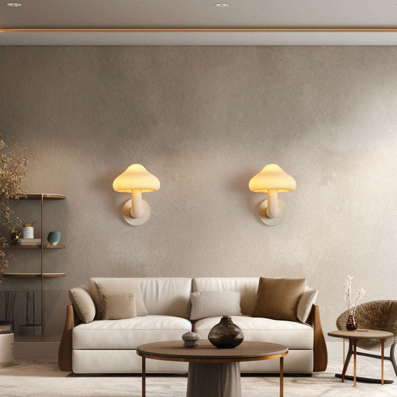 Resin Mushroom Shade Hardware 1-Light Wall Sconce Lamp