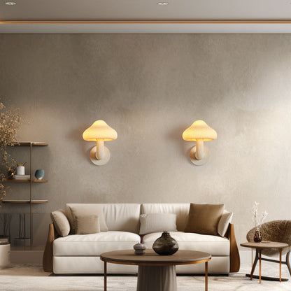 Resin Mushroom Shade Hardware 1-Light Wall Sconce Lamp